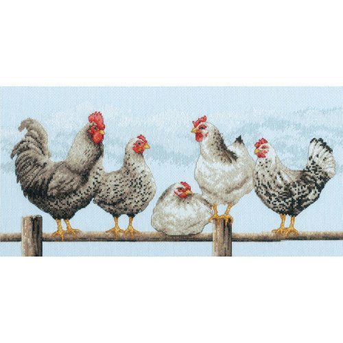 (image for) Black & White Hens Counted Cross Stitch Kit